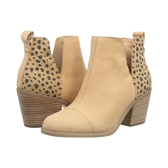 Toms Shoes - Toms Everly Leather Cutout Heeled Boot in Honey Tiny Cheetah